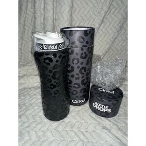 Cirkul Leopard Print Tumbler Bottle Set w/ Lid & Bottle Drops Sleeve